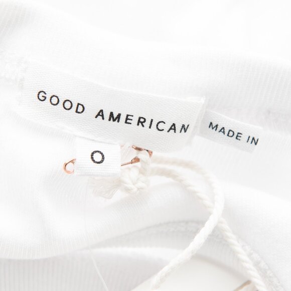 Good American Bodysuit Short Sleeve Ribbed Crew Neck Open Back White Size 0 XS - Picture 4 of 9